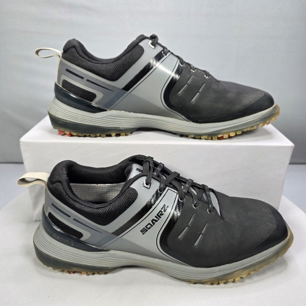 Sqairz Speed Mens 11.5 Soft Spiked Golf Shoes Black & Gray